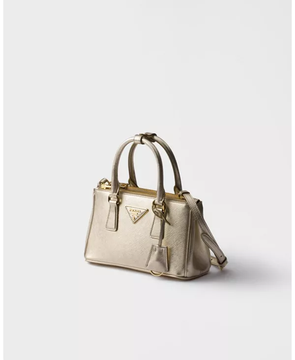 Мини-Сумка Galleria из лакированной сафьяновой кожи Prada, золотой — фото 3
