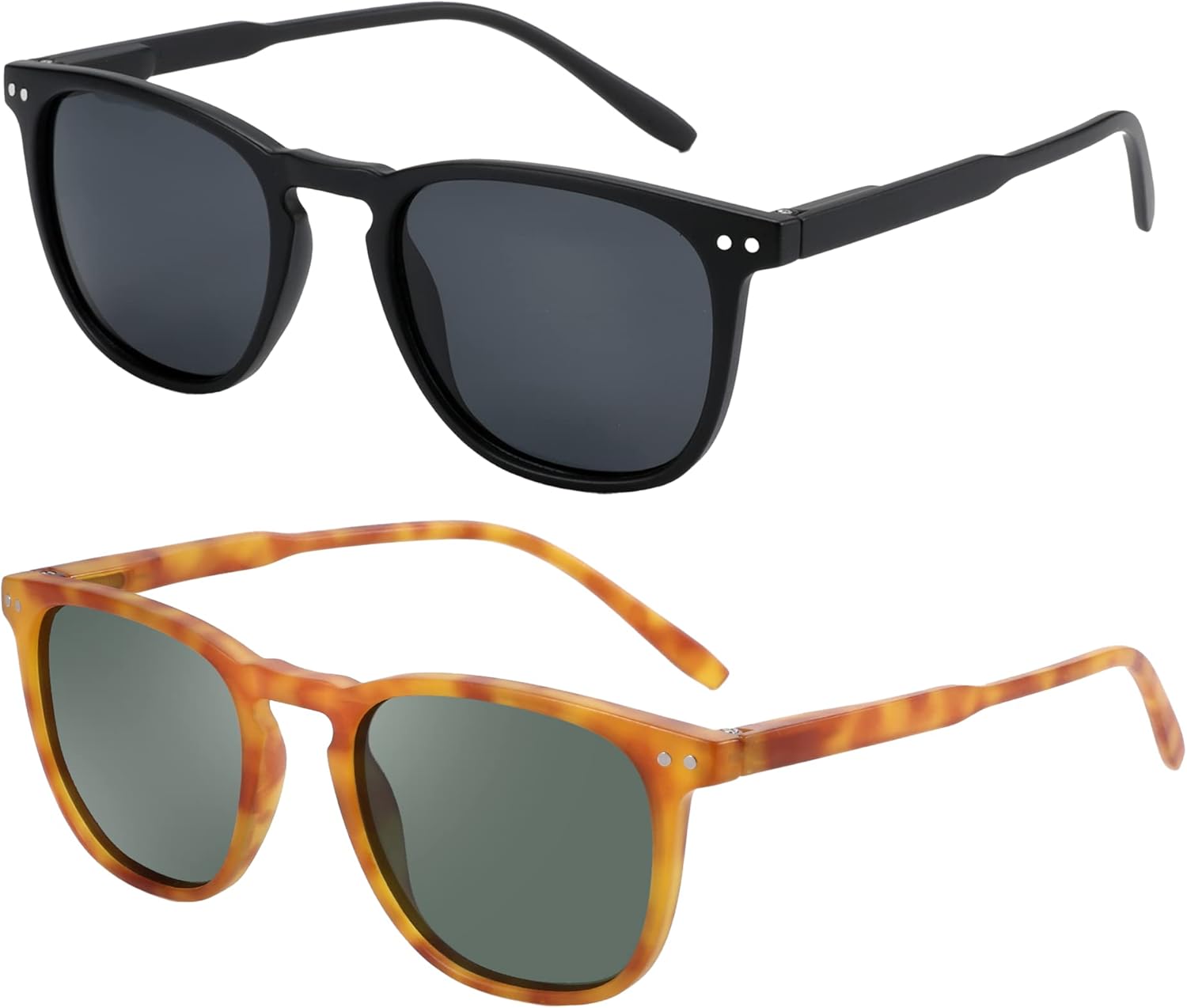 

Поляризованные солнцезащитные очки ZENOTTIC для женщин и мужчин: ретро-очки, круглые | квадратная оправа, защита от УФ-излучения, комплект из 2 штук, C7 2 Pack (Square Black & Square Brown Demi)