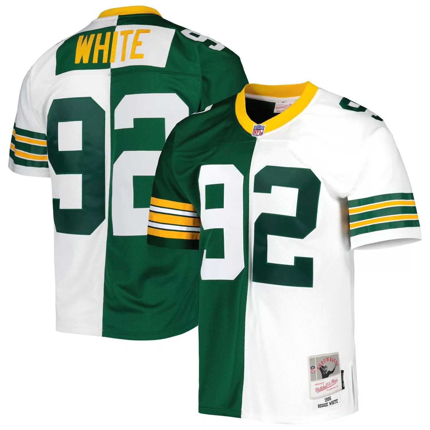 

Мужская футболка Mitchell & Ness Reggie White Green/White Green Bay Packers 1996 Split Legacy Replica Jersey