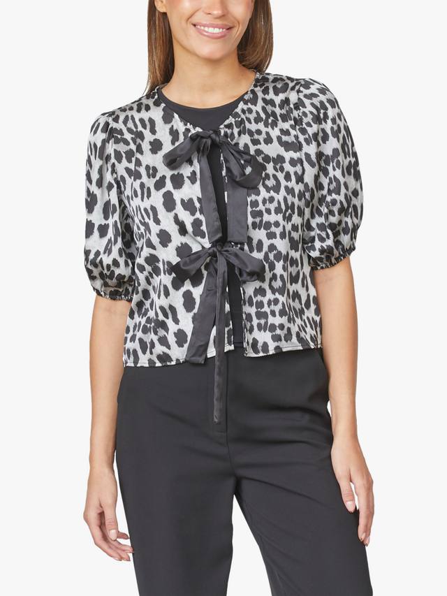 

Топ Nell Animal с рукавами-пуфами Sisters Point, Grey/Black