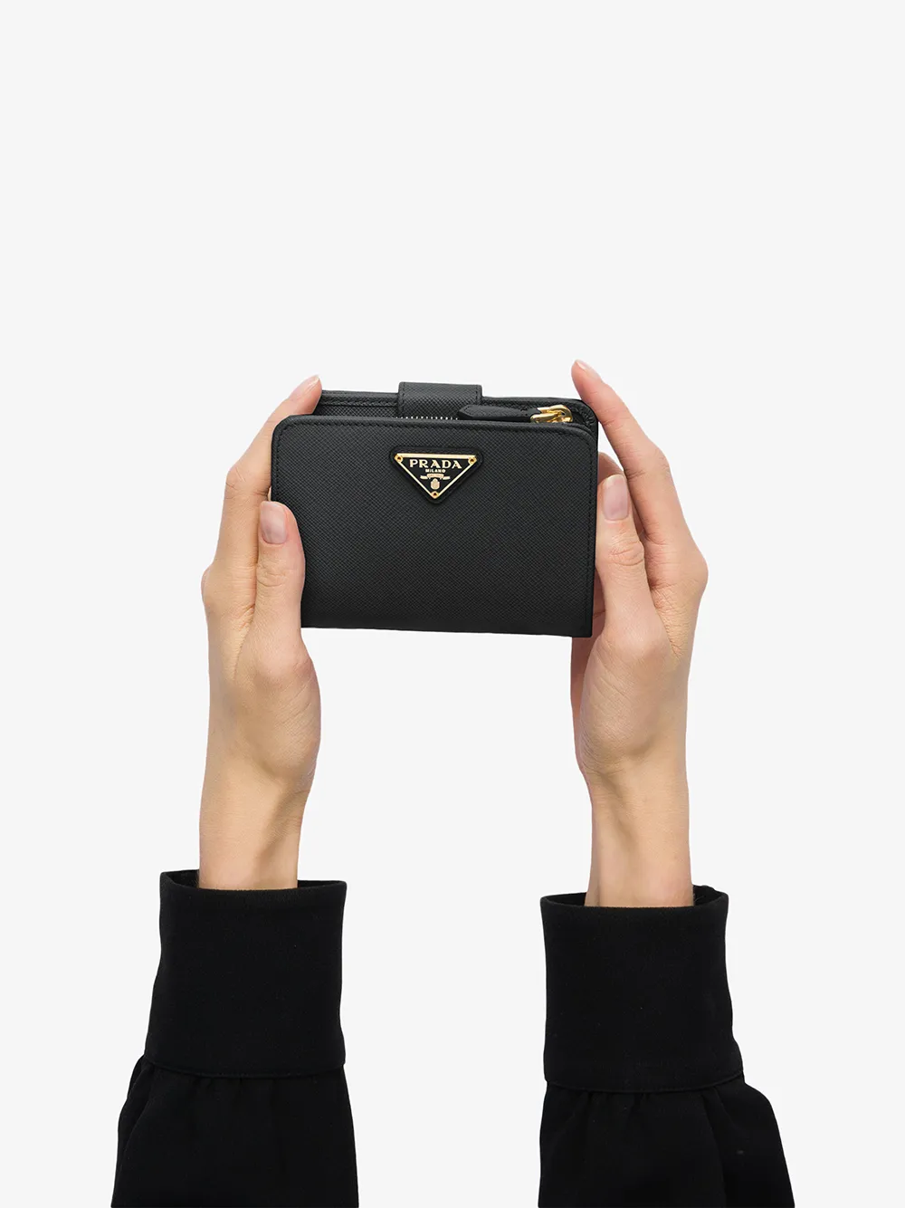 Маленький кошелек из сафьяновой кожи Prada, черный — фото 4
