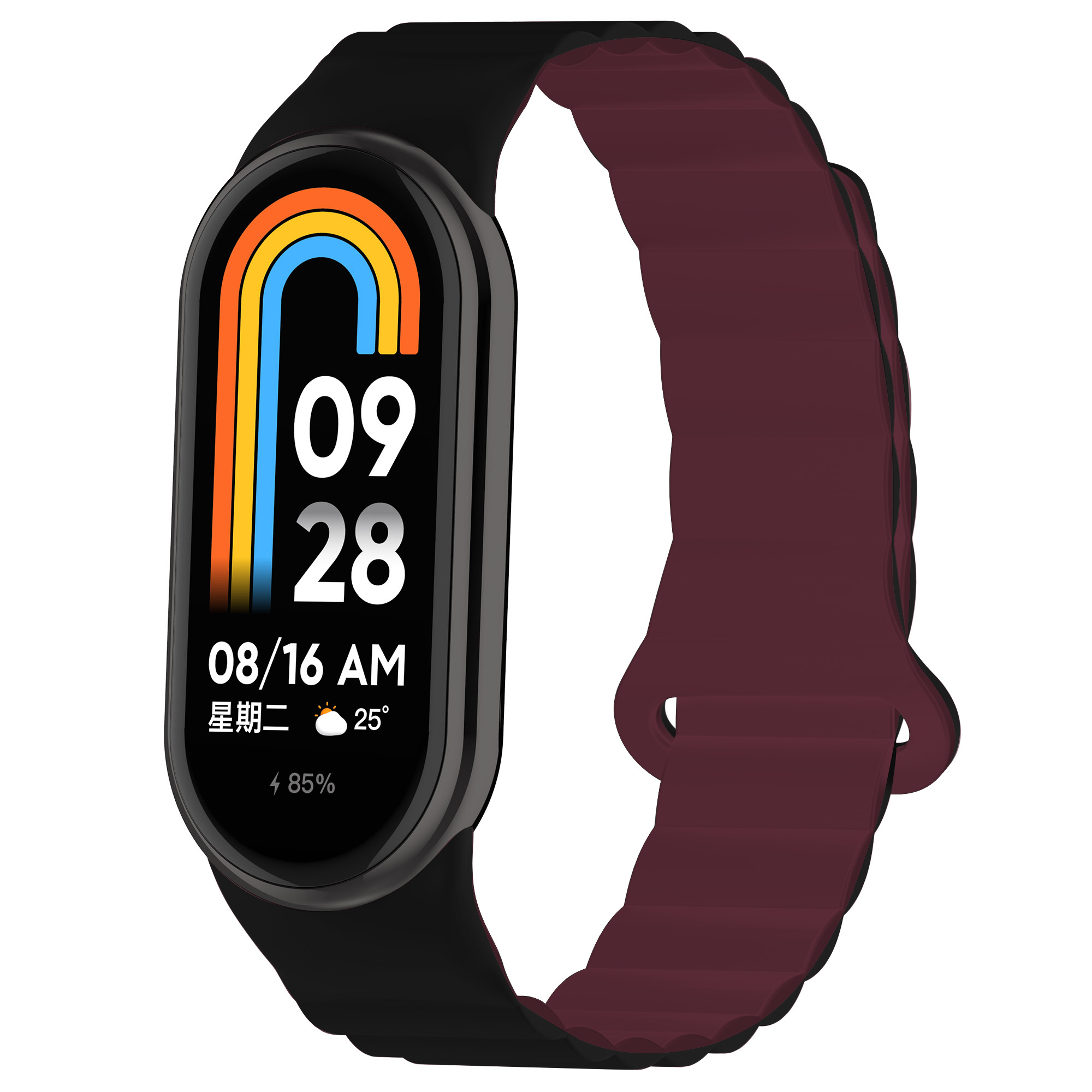 

IBOANN Часы Strap Xiaomi Compatibility Silicone Material, Black Burgundy