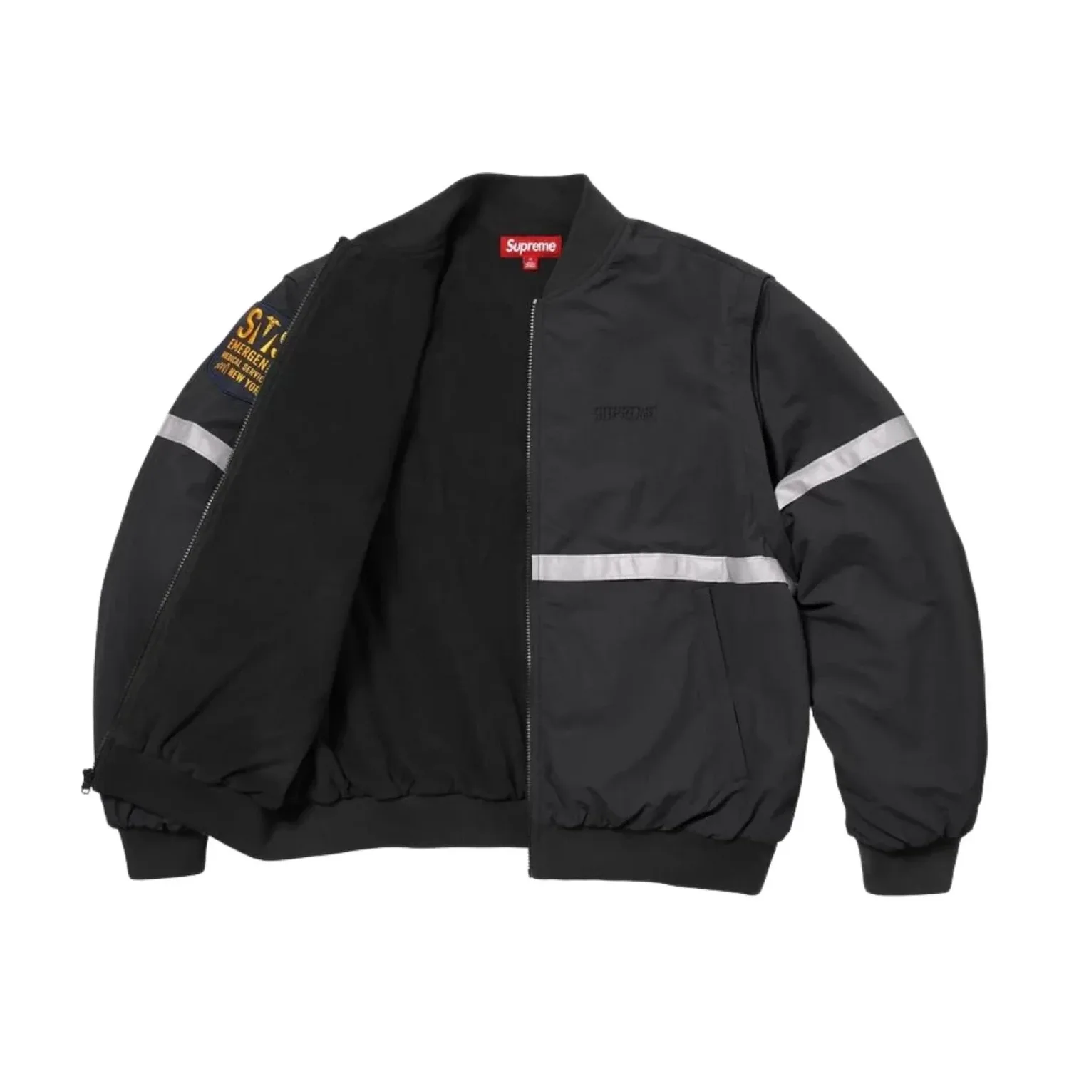 Куртка Supreme SS26 с отстегивающимися рукавами и светоотражающими полосами, черная — фото 3