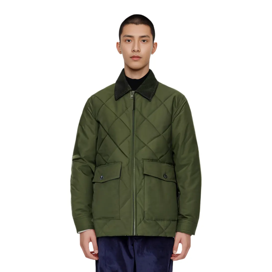 Jw Anderson X JWANDERSON Совместная пуховая куртка мужская 57 Темно-оливковая UNIQLO — фото 4