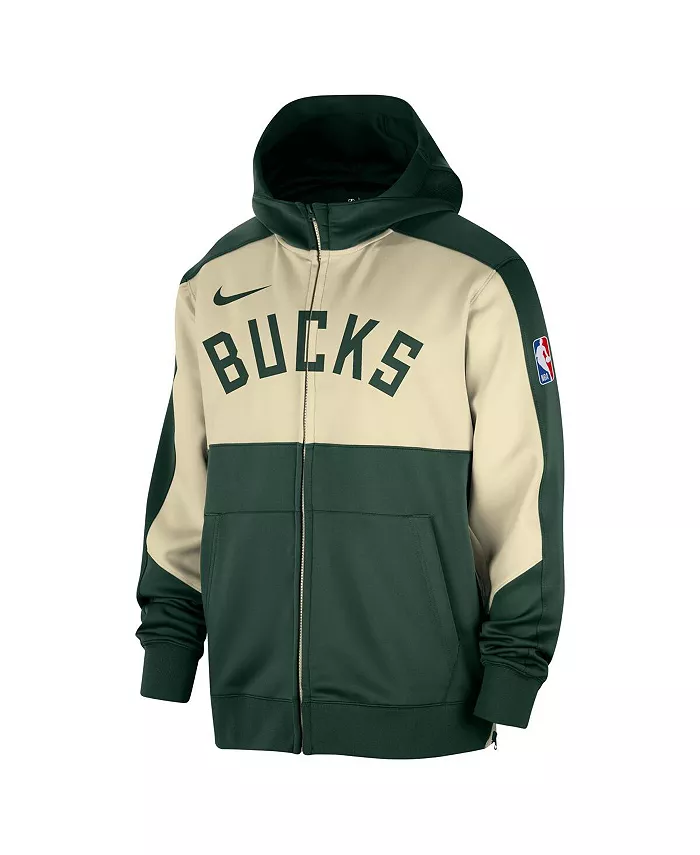 Мужская худи с молнией Milwaukee Bucks Authentic On-Court Showtime Performance цвета хаки Nike — фото 2