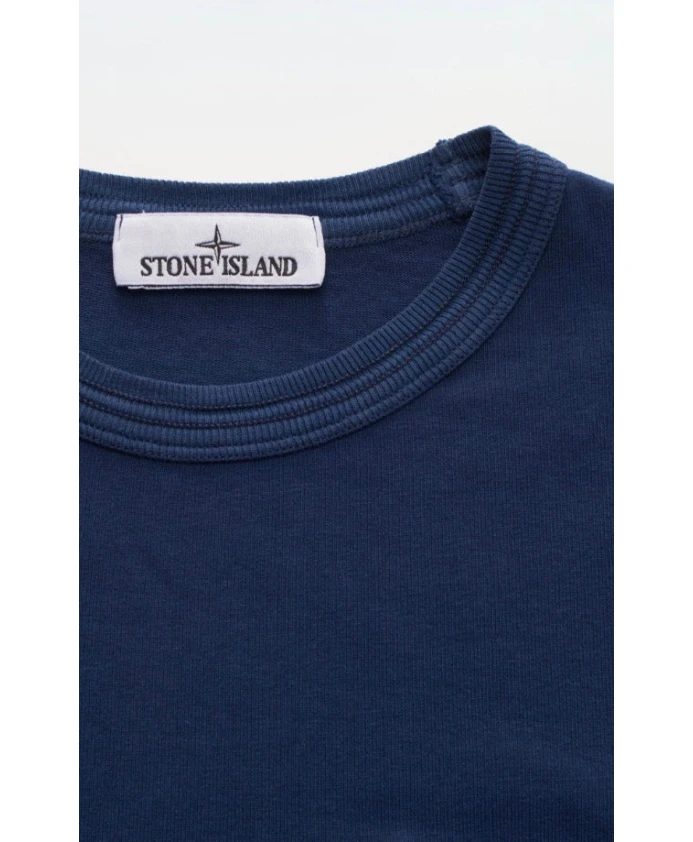 Темно-Синяя футболка с круглым вырезом и напечатанными полосками. Stone Island, синий — фото 3