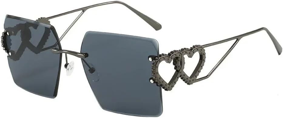 

MUTYNE Модные металлические солнцезащитные очки в крупной оправе, ретро-очки без оправы с сердечками, классические модные очки для вождения, защита от ультрафиолета UV400, C3