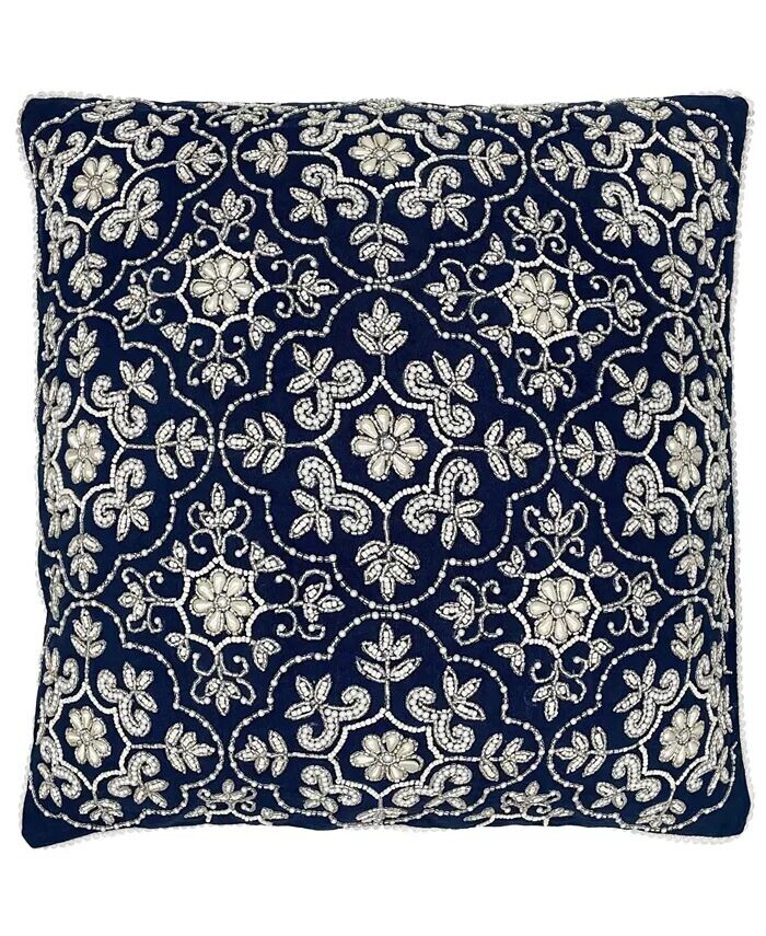 

Подушка из бисера Emblem Medallion, 20 x 20 дюймов Mod Lifestyles, синий