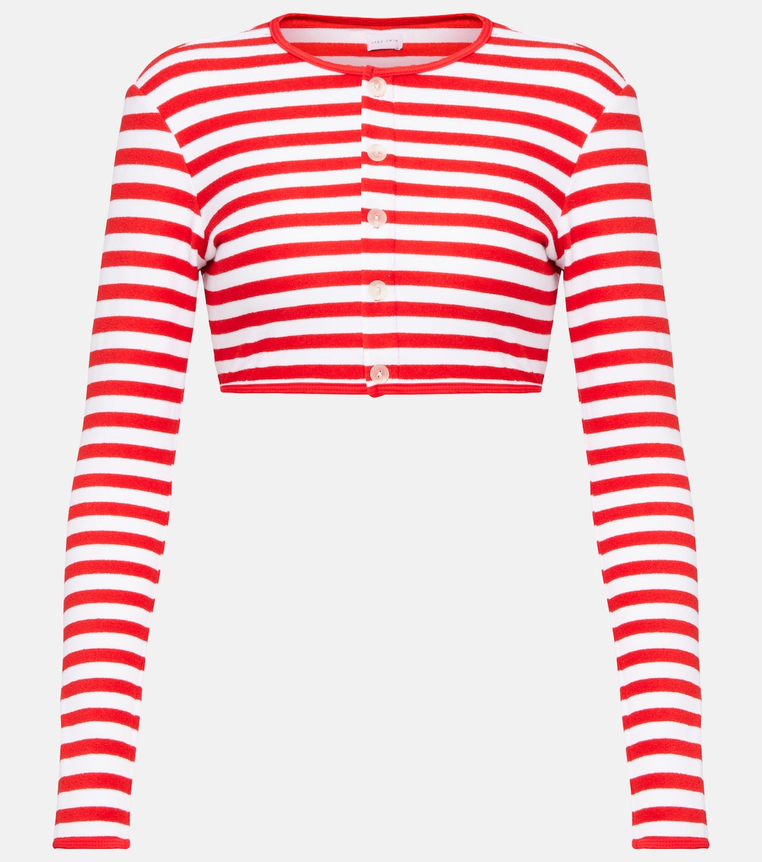 

Полосатый укороченный кардиган из махровой ткани Jade Swim, Red Stripe