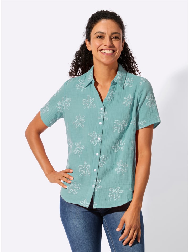 

WITT WEIDEN Хлопковая блузка цвета шалфея и экрю