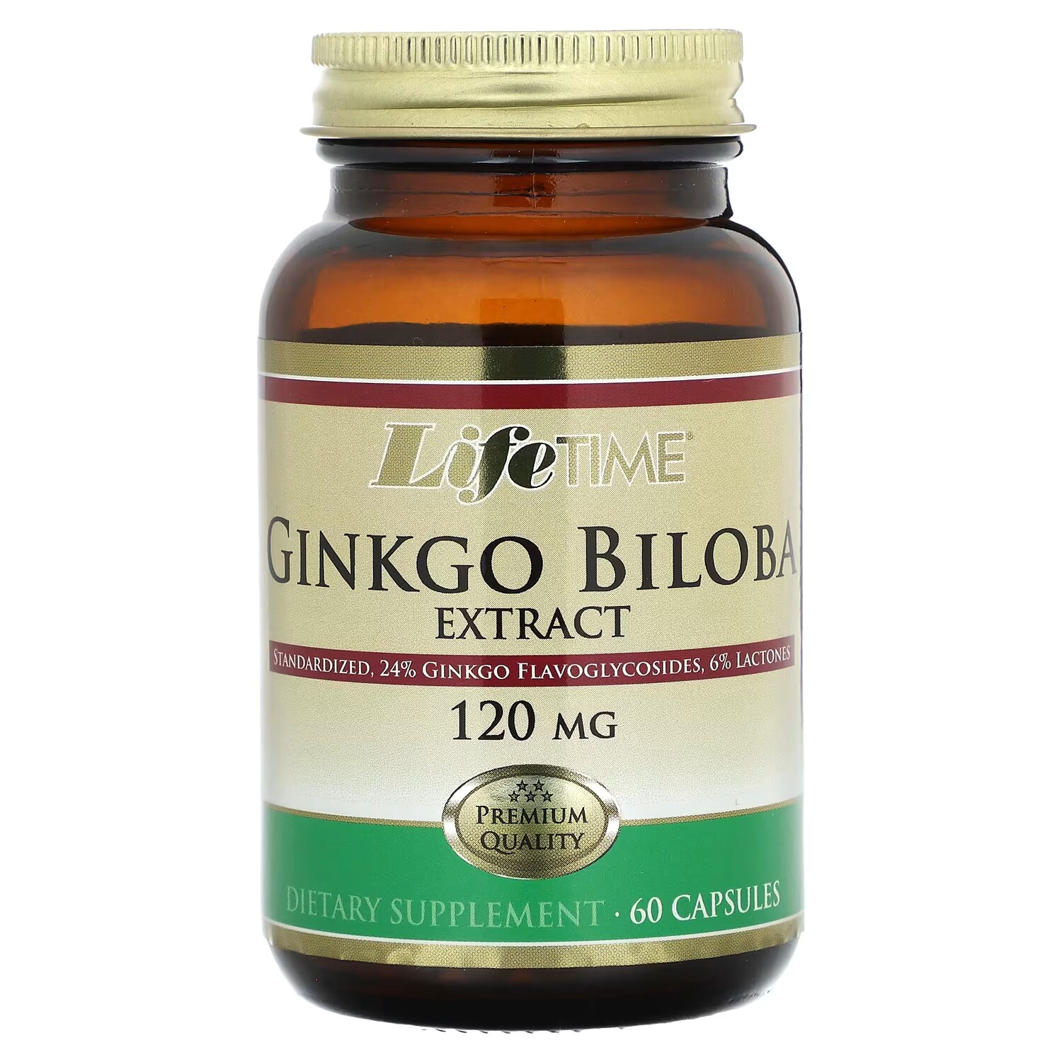 

Экстракт гинкго билоба LifeTime Vitamins 120 мг, 60 капсул