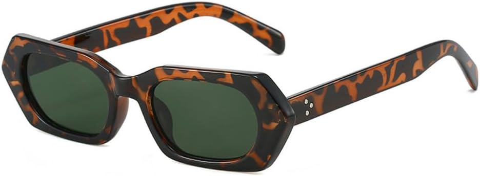 

Солнцезащитные очки Polygon Square для женщин, модные, с заклепками, декоративные, с защитой от УФ-излучения UV400, для мужчин, темно-зеленые HYYZZC, Leopard Dark Green