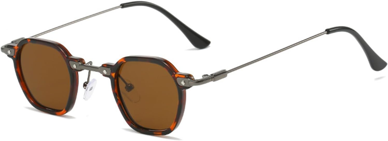 

Мужские солнцезащитные очки в стиле панк — винтажный дизайн с леопардовым принтом — маленькая оправа из сплава — для женщин и мужчин, для вождения и спорта DSVIGF, Brown