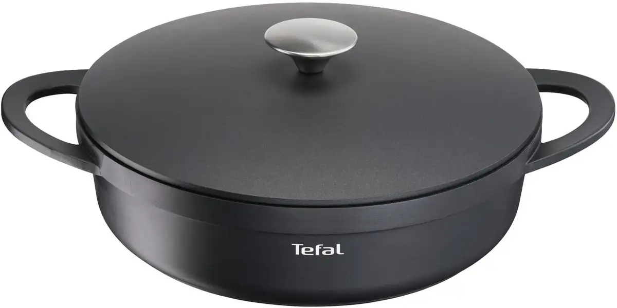 

Кастрюля Tefal "Траттория", литой алюминий, (1 шт), литой алюминий, антипригарное покрытие, с крышкой, все виды плит, индукция Ø 28 см + высота 12,5 см., черный