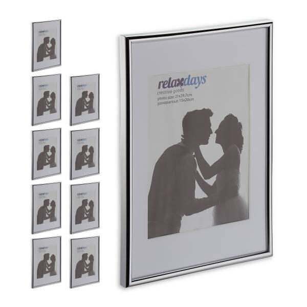 

10 x Рамка для фотографий Relaxdays A4 silber, серебряный