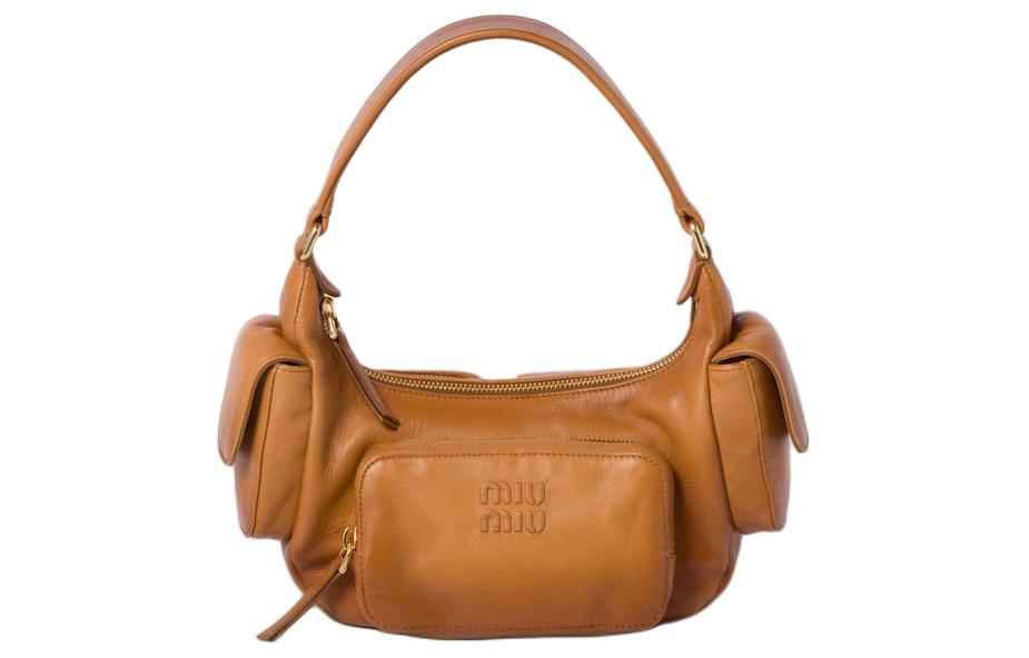 

Женская сумка-хобо, сумка через плечо, дамская сумочка из мягкой овечьей кожи, цвет медовый Miu Miu, basic set (bag+dust bag)