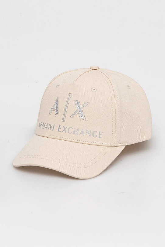 

Хлопковая кепка с козырьком Armani Exchange, бежевый