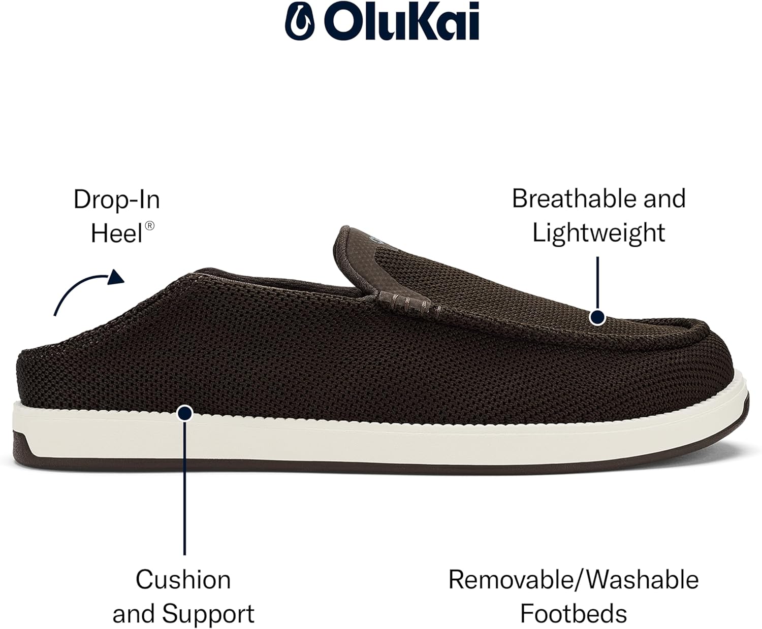 Мужские слипоны OLUKAI Kakaha Mesh с сетчатой верхней частью, легкая и универсальная обувь на каждый день, комфортная для носки весь день, Dk Java/Dk Java — фото 4