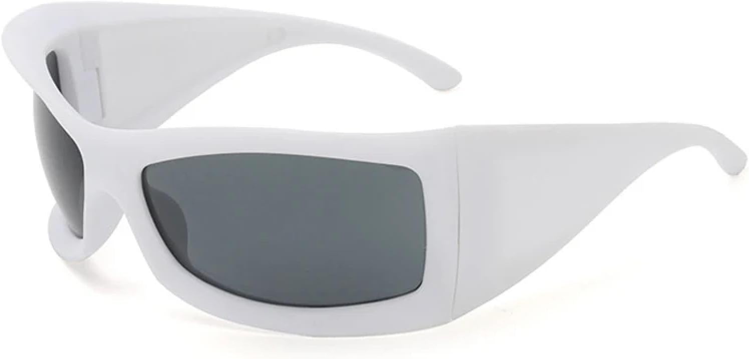 

Мужские солнцезащитные очки в стиле ретро-панк с защитой от УФ-излучения UV400, модные очки конфетных цветов, женские солнцезащитные очки для активного отдыха и спорта WNCKSQ, White Grey