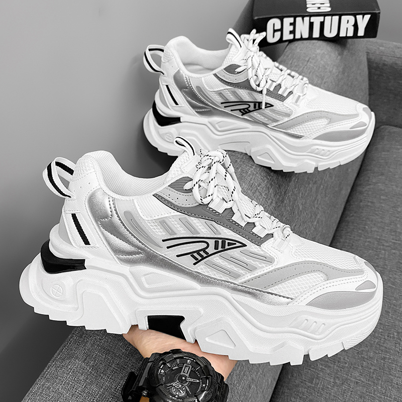 Dao Tu Sen Амортизирующие кроссовки Ming Shang с противоскользящими и износостойкими свойствами мужские низкие массивные бело-черные (C59), цвет White Black-(C59) Ming Shang — фото 4