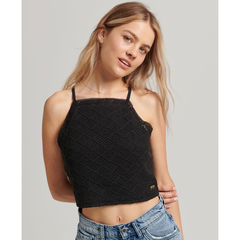 

Топ Superdry Vintage Crop Crochet, черный