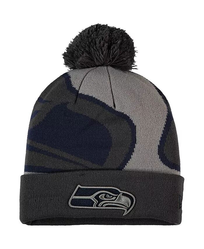 

Мужская графитовая вязаная шапка с манжетами и логотипом Seattle Seahawks Whiz Redux New Era