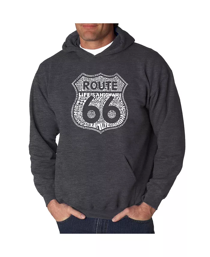 

Мужская худи с принтом - Route 66 - Life is a Highway LA Pop Art, серый