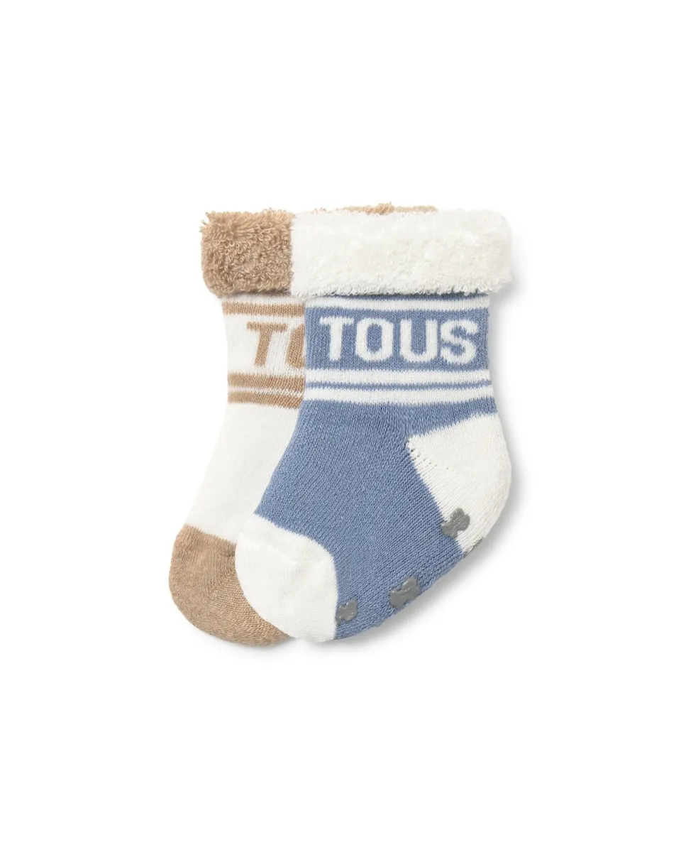 

Набор из 2 детских носков с логотипом TOUS и полосками Tous, синий/белый