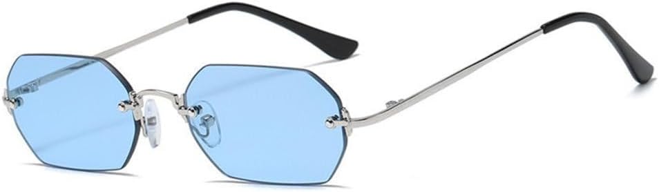 

Роскошные безободковые солнцезащитные очки для мужчин, безрамочные солнцезащитные очки с градиентным переходом для женщин, модные винтажные металлические очки TYUVIVO, Silver-blue