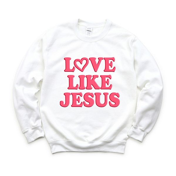 

Графический свитшот Love like Jesus heart bold puff Simply Sage Market, White, Белый, Графический свитшот Love like Jesus heart bold puff Simply Sage Market, White
