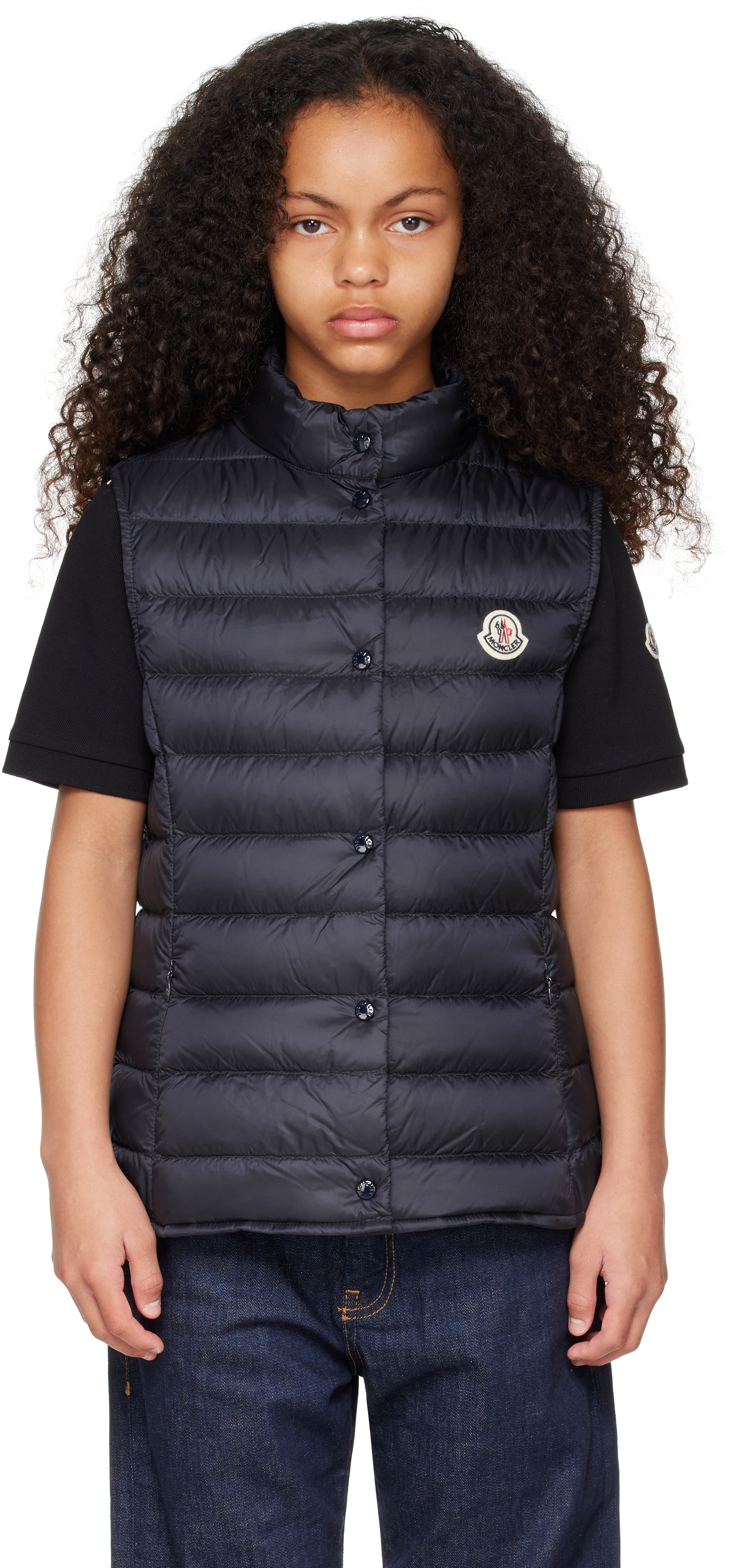 

Детский темно-синий жилет Liane Down Moncler Enfant, темно-синий
