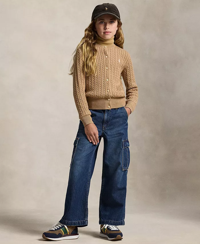 

Девчачьи карго-джинсы с широкими штанинами для девочек 7-16 лет Polo Ralph Lauren, синий