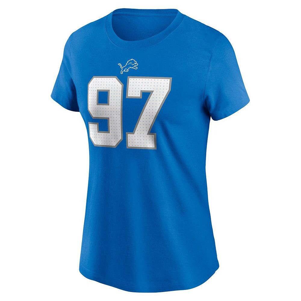 Женская футболка Nike Aidan Hutchinson Blue Detroit Lions с именем и номером игрока, цвет Lns Blue — фото 3