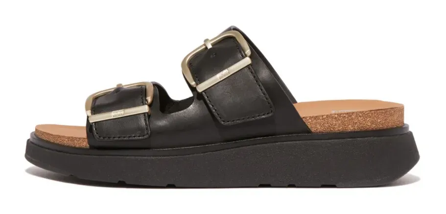 Мюли Fitflop "GEN-FF", каблук-танкетка, летняя обувь, тапочки со стелькой из микрокабеля, черный