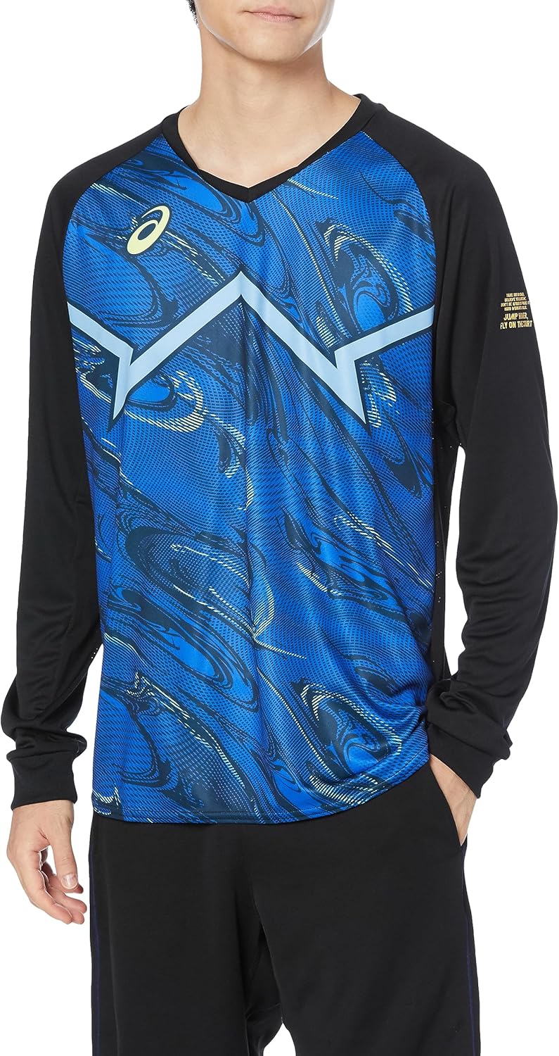 

Мужская волейбольная футболка Asics 2051A343 с крутым графическим принтом и длинными рукавами, синий