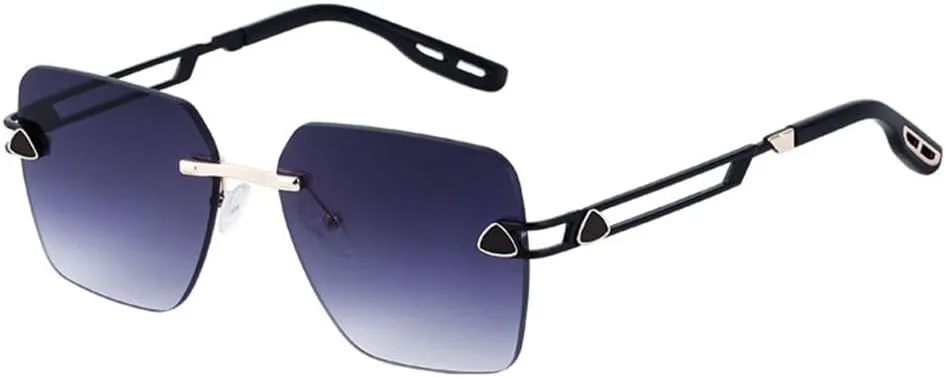 

Модные квадратные солнцезащитные очки для мужчин, роскошные солнцезащитные очки без оправы для женщин, стильные винтажные солнцезащитные очки класса люкс generic, C2