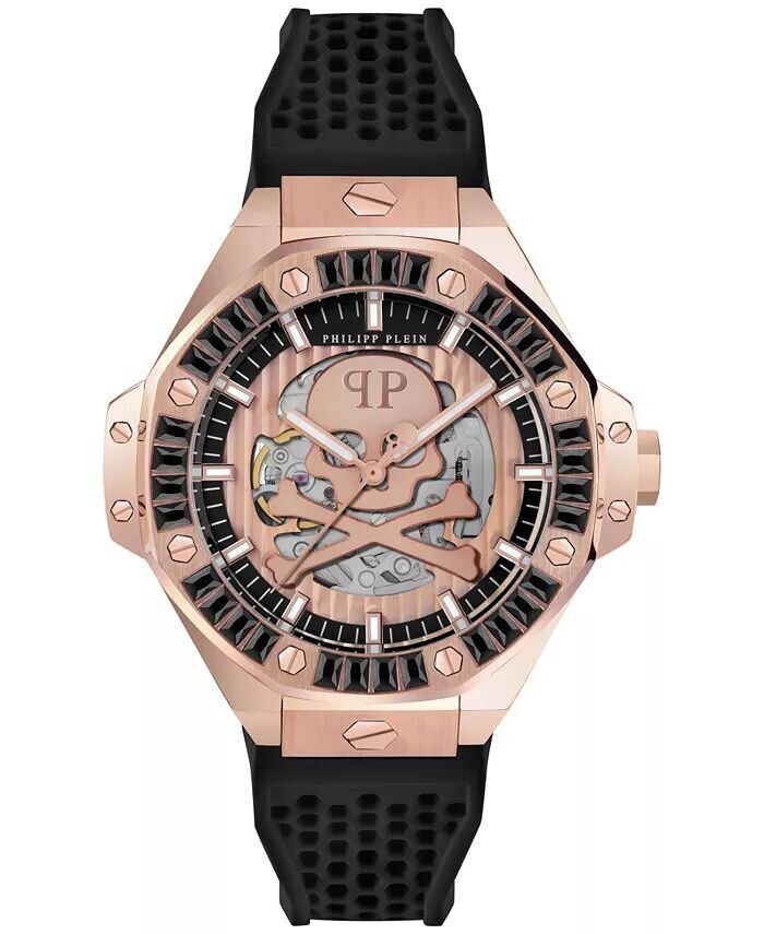 

Мужские автоматические часы Skeleton Royal Black с силиконовым ремешком, 46 мм Philipp Plein, розовый