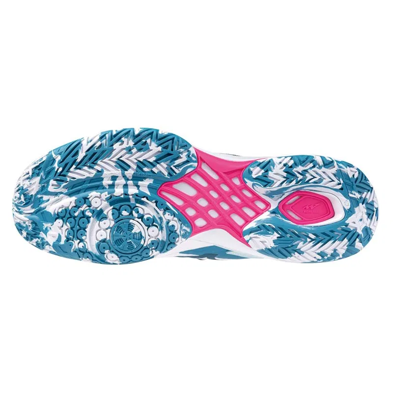 Унисекс кроссовки для бадминтона «Wave Claw 3 FIT» от Mizuno, 21 White X Blue X Pink — фото 3