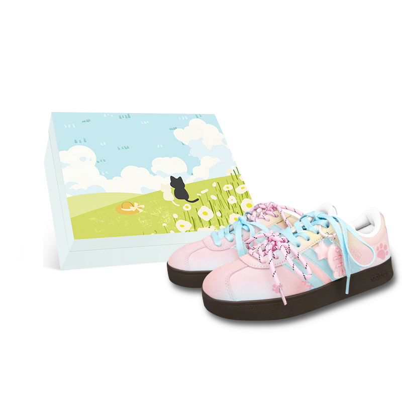 

Vl court 2.0 амортизирующие износостойкие низкие скейтборд кроссовки unisex pink blue Adidas, розовый