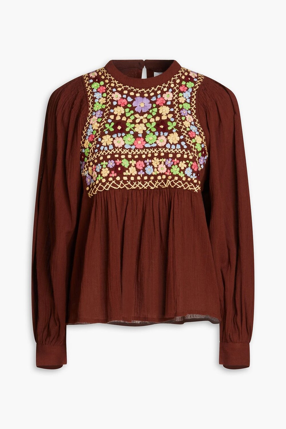 

Хлопковая блузка со сборками с вышивкой ANTIK BATIK, коричневый