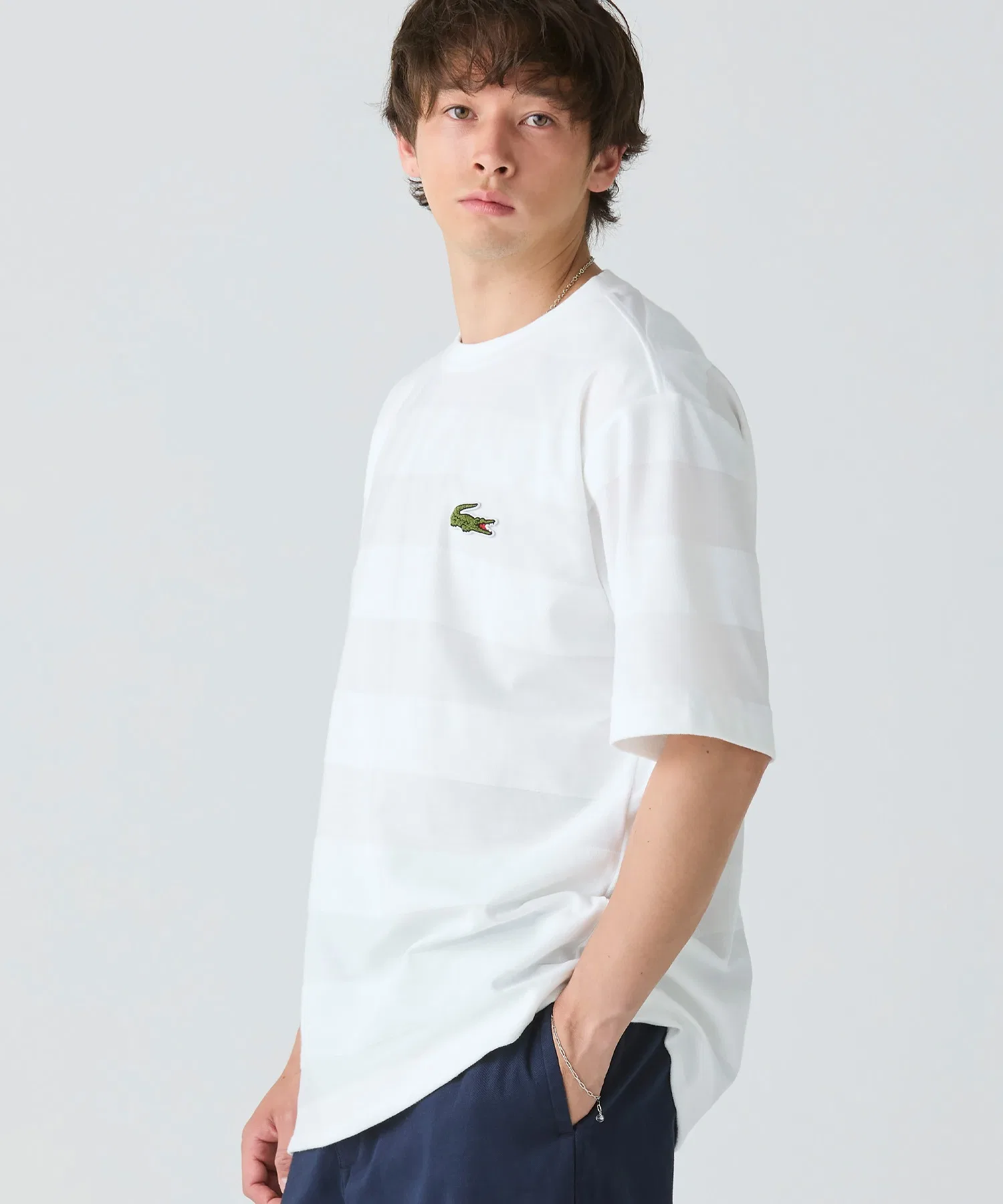 Футболка Lacoste унисекс с комбинированным узором, Loose Fit, с вышитым логотипом, цвет — фото 4
