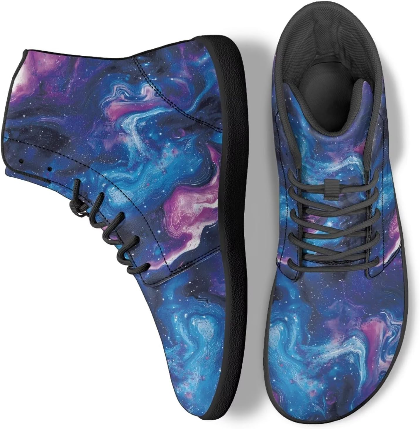 

Трекинговые кроссовки Binienty для мужчин и женщин с художественным дизайном, высокие, из ПУ-кожи, босоножки для бега, ходьбы и кемпинга, Gradient Galaxy