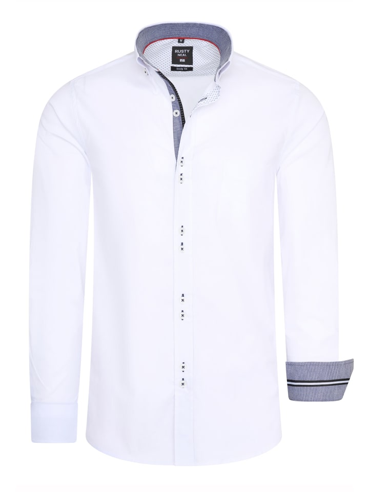 

Повседневная рубашка с элегантными контрастными элементами белого цвета Rusty Neal