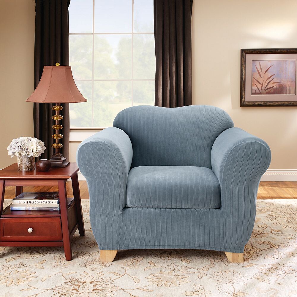 

Чехол для стула Sure Fit в тонкую полоску, цвет French Blue