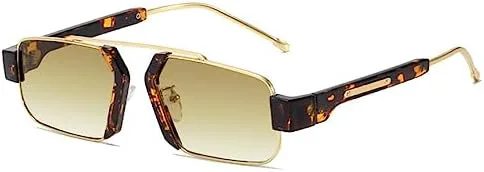 

Ретро солнцезащитные очки для женщин с прозрачными линзами цвета океана, мужские панк-очки с шестиугольными линзами, женские солнцезащитные очки UV400 MTZJH, Leopard