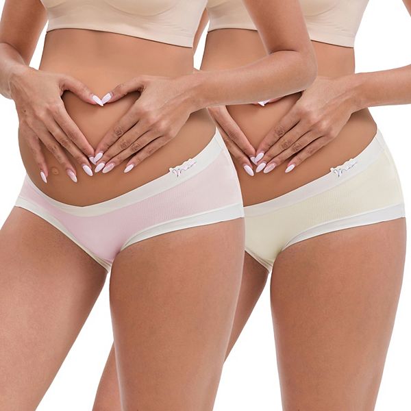 

Женские трусы для беременных ice silk с v-образным вырезом и низкой посадкой, цвет patchwork, 2 шт Inspire Chic, Pink Beige