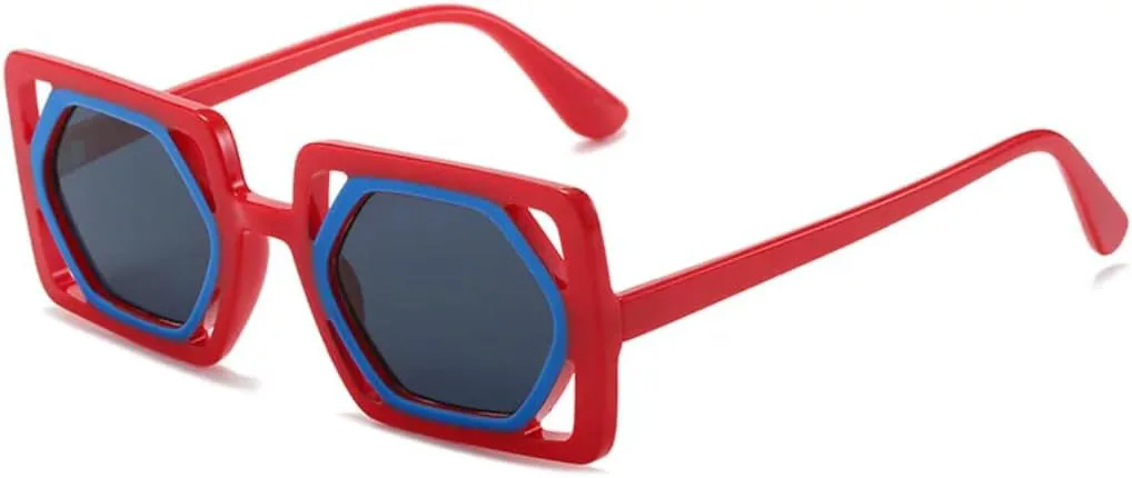 

Солнцезащитные очки для мужчин и женщин - защита UV400 - большая полая оправа с градиентными линзами для занятий спортом на открытом воздухе и вождения DSVIGF, Red