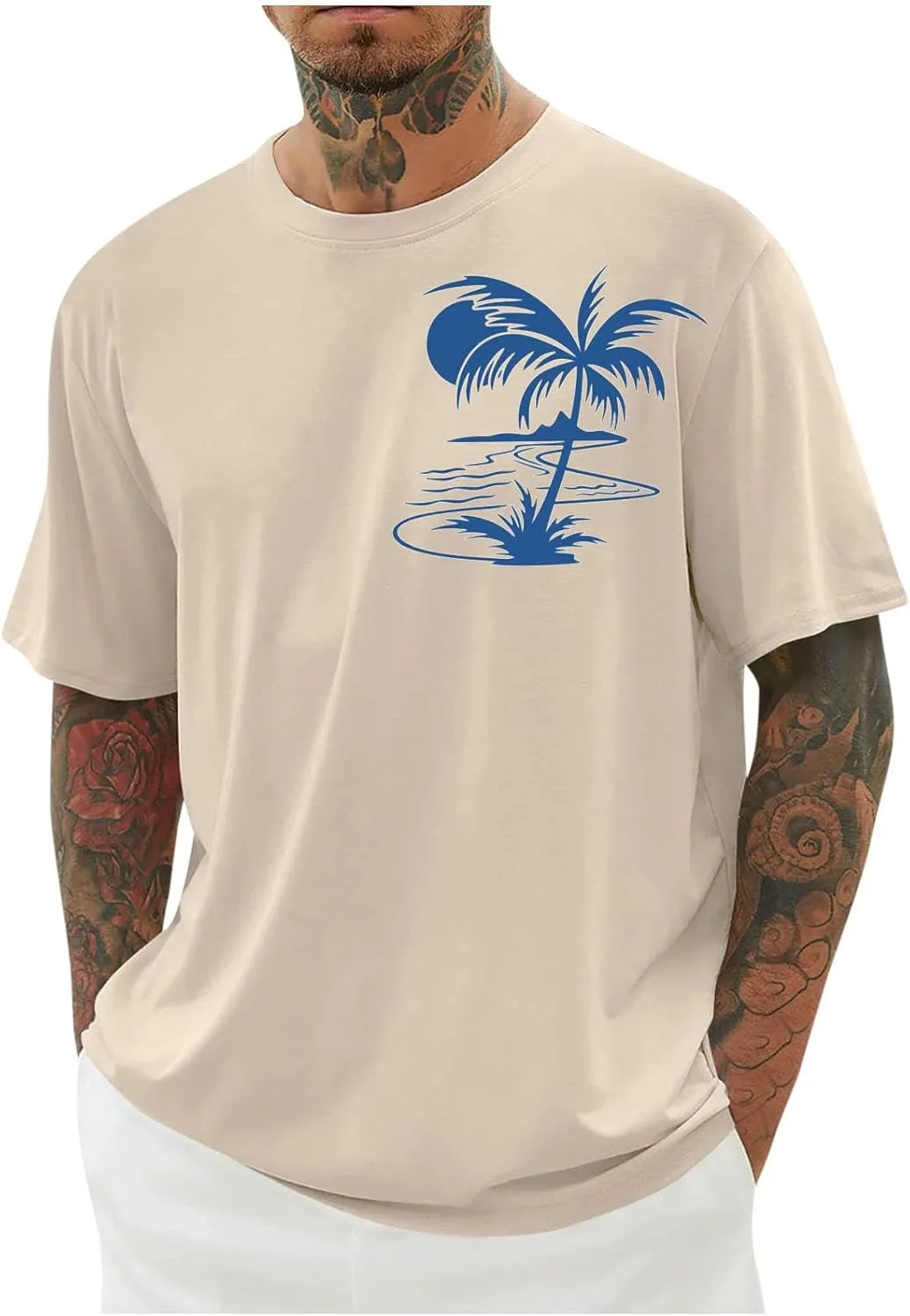Мужская футболка Oversized с коротким рукавом и принтом Palm Tree