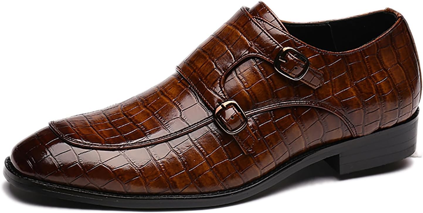 

Мужские лоферы с монковым ремешком без шнурков, премиальная искусственная кожа, оксфорды, удобная деловая и повседневная обувь, формальная и офисная обувь Generic, коричневый