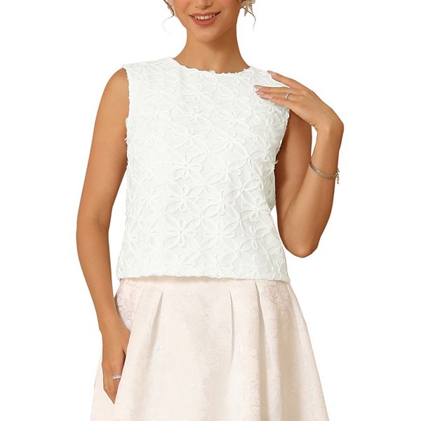 

Женский цветочный 3D топ-блузка без рукавов с круглым вырезом Inspire Chic